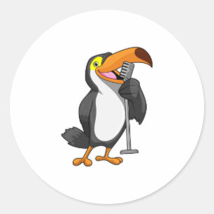 Adesivo Redondo Tocar em Música com Microfone