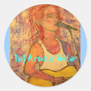 Adesivo Redondo Tocar Violão Acústico