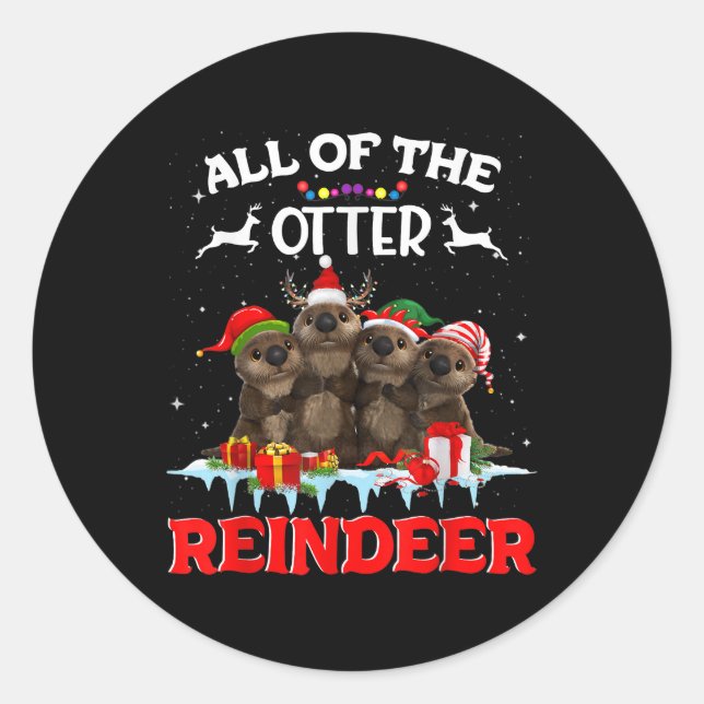 Adesivo Redondo Toda A Outra Reindeer Engraçada Outro Natal (Frente)