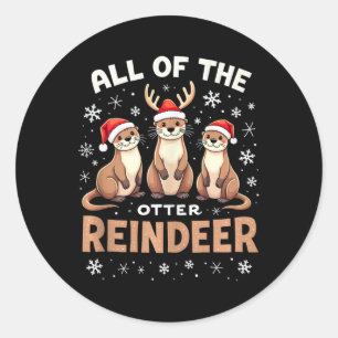 Adesivo Redondo Toda A Outra Reindeer Xmas Santa Hat Engraçado Chr