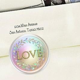 Adesivo Redondo Toda iniciais Coroa Perolada de Amor Dourada