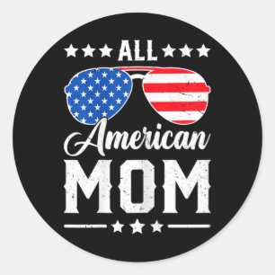 Adesivo Redondo Toda Mãe Americana Em 4 De Julho Patriótico Usa M