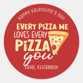 Adesivo Redondo Toda Pizza Me Ama Você Fofo Dia dos Namorados Verm