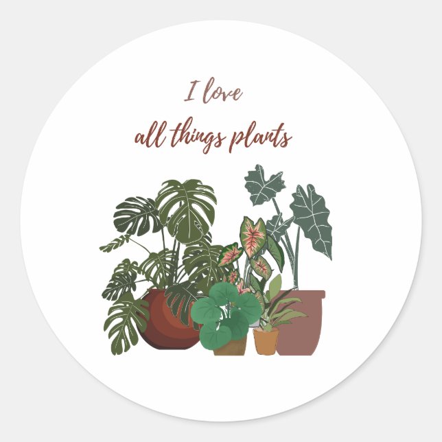 Adesivo Redondo todas as coisas plantas (Frente)