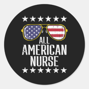Adesivo Redondo Todas as Enfermeiras Americanas Scrub Memorial Day