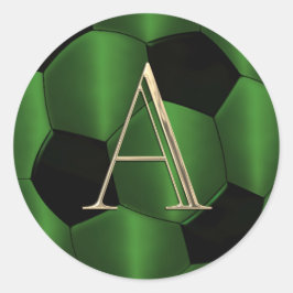 Adesivo Redondo Todas as iniciais Bola de Futebol Verde Esmeralda