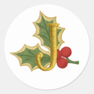 Adesivo Redondo TODAS AS INICIAIS Bordados Parecem Holly Berries