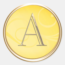 Adesivo Redondo TODAS AS INICIAIS Douradas Monograma em Amarelo