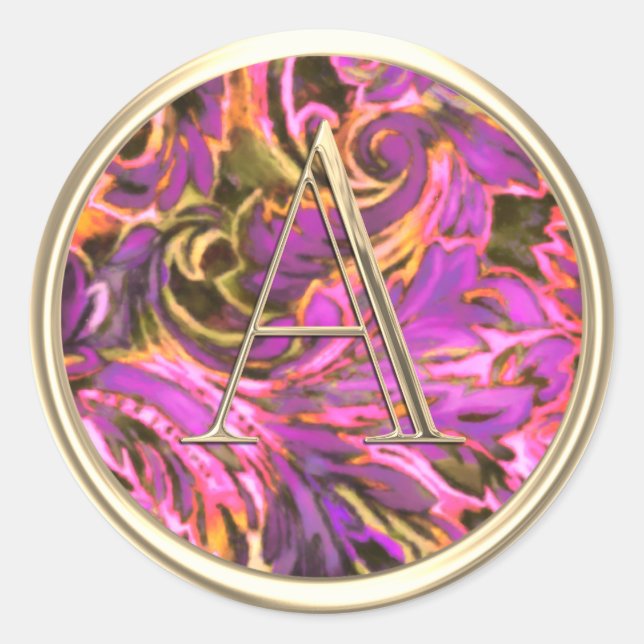 Adesivo Redondo TODAS AS INICIAIS Douradas Monograma - Máscara Ros (Frente)