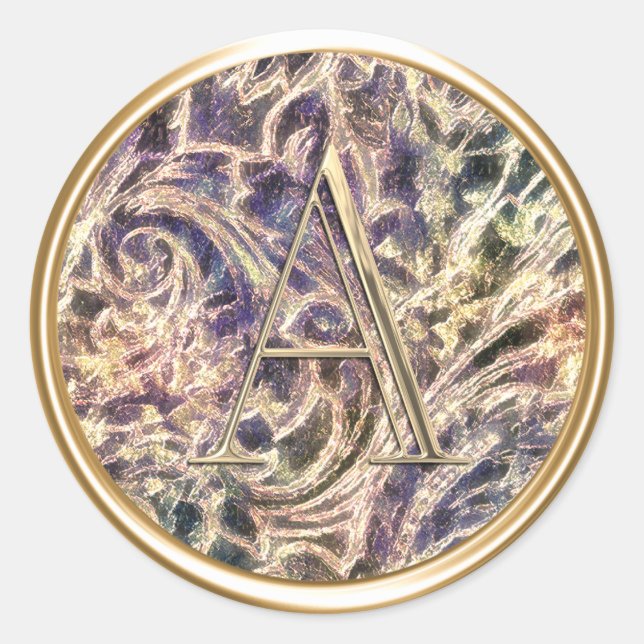 Adesivo Redondo TODAS AS INICIAIS Douradas Monograma no Padrão (Frente)