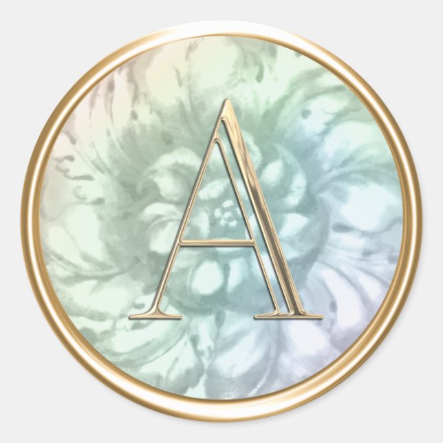 Adesivo Redondo TODAS AS INICIAIS Douradas Monograma no Rainbow Pe (Frente)