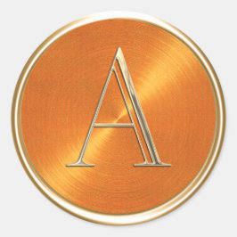 Adesivo Redondo TODAS AS INICIAIS Dourado Monograma Padrão Laranja