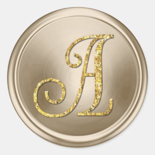 Adesivo Redondo TODAS AS INICIAIS Monograma 3 Champanhe Dourado