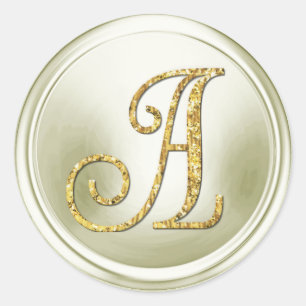 Adesivo Redondo TODAS AS INICIAIS Monograma Dourado 3 Bege Claro