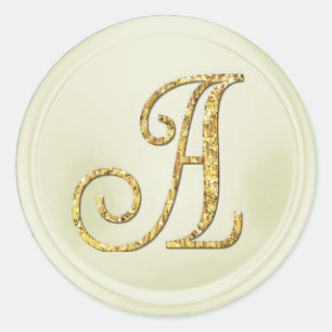 Adesivo Redondo TODAS AS INICIAIS Monograma Dourado 3 Branco Desbo