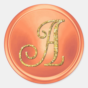Adesivo Redondo TODAS AS INICIAIS Monograma Dourado 3 Cobre