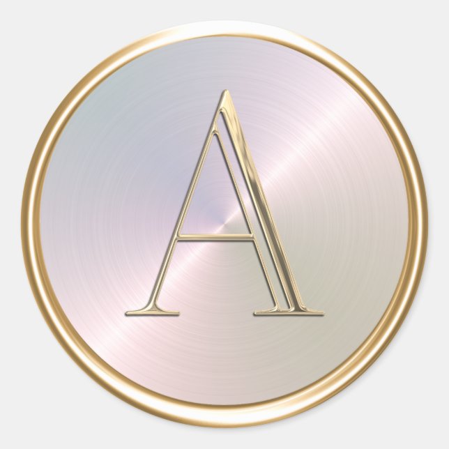 Adesivo Redondo Todas as iniciais Monograma Dourado no Arco-íris (Frente)