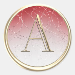 Adesivo Redondo TODAS AS INICIAIS Monograma Ombro Vermelho Branco