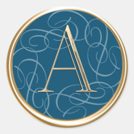 Adesivo Redondo TODAS AS INICIATIVAS DO Monograma Dourado Swirlie 