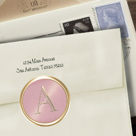 Adesivo Redondo TODAS AS INICIATIVAS Douradas Monograma a Rosa Ros