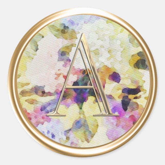 Adesivo Redondo TODAS AS INICIATIVAS Douradas Monograma Amarelo Co (Frente)