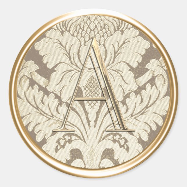 Adesivo Redondo TODAS AS INICIATIVAS Douradas Monograma Champagne  (Frente)