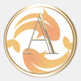 Adesivo Redondo TODAS AS INICIATIVAS Douradas Monograma Dois Peixe