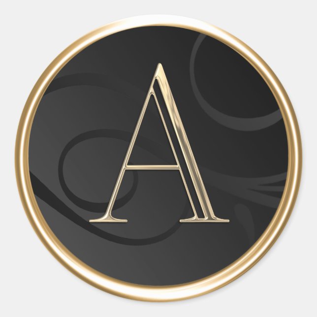 Adesivo Redondo TODAS AS INICIATIVAS Douradas Monograma em Preto (Frente)