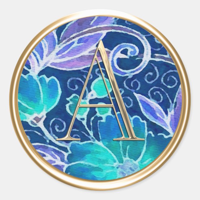 Adesivo Redondo TODAS AS INICIATIVAS Douradas Monograma Framboesa  (Frente)