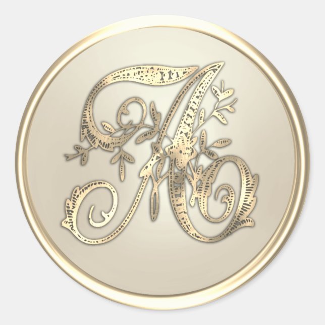 Adesivo Redondo TODAS AS INICIATIVAS Douradas Monograma Inicial (Frente)