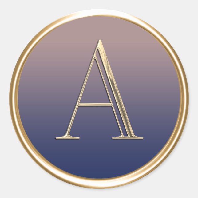 Adesivo Redondo TODAS AS INICIATIVAS Douradas Monograma Marinho Az (Frente)