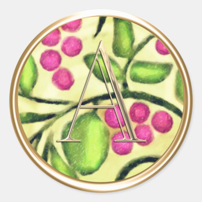 Adesivo Redondo TODAS AS INICIATIVAS Douradas Monograma na Vinha d (Frente)