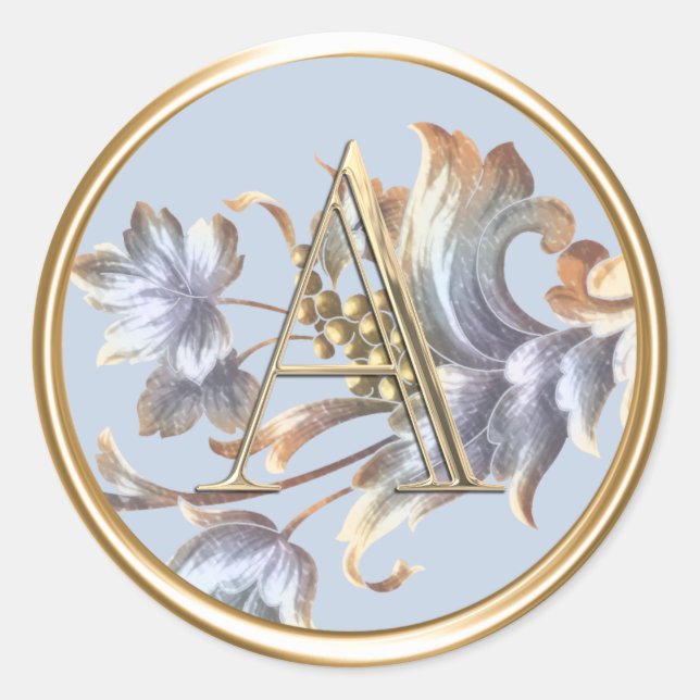 Adesivo Redondo TODAS AS INICIATIVAS Douradas Monograma no Azul Ac (Frente)