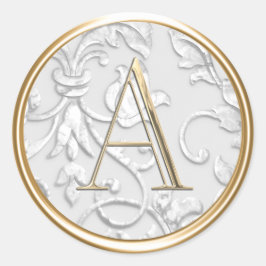 Adesivo Redondo TODAS AS INICIATIVAS Douradas Monograma no Damasco