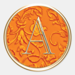 Adesivo Redondo TODAS AS INICIATIVAS Douradas Monograma no Damasco