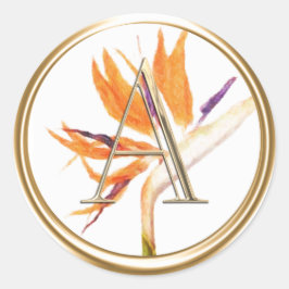 Adesivo Redondo TODAS AS INICIATIVAS Douradas Monograma Pássaro Tr