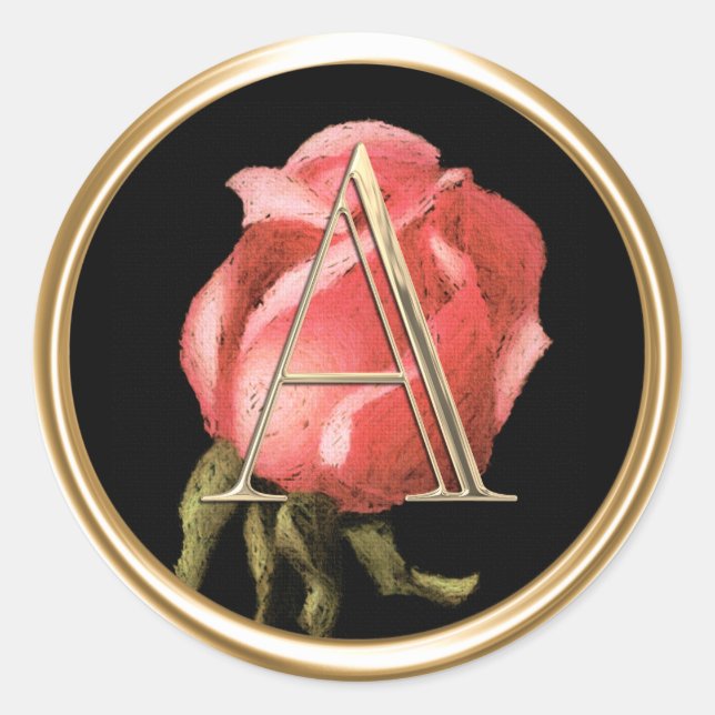 Adesivo Redondo TODAS AS INICIATIVAS Douradas Monograma Rosa Rosa  (Frente)