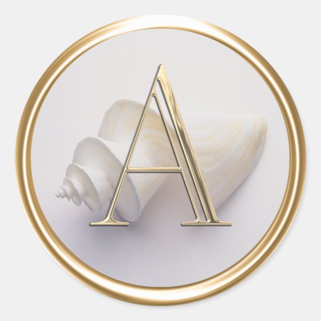 Adesivo Redondo TODAS AS INICIATIVAS Monograma Shell Beach Ocean T (Frente)