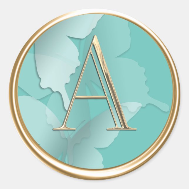 Adesivo Redondo TODAS AS INICIATIVAS Monograma Vidro borboletas Qu (Frente)