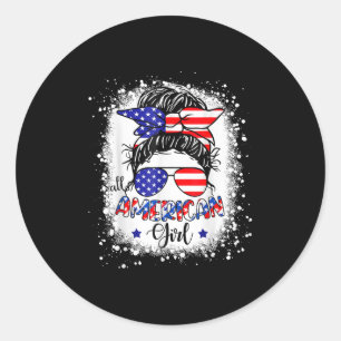 Adesivo Redondo Todas as Meninas Americanas Camisas Usa Bandeira 4