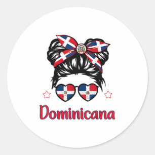 Adesivo Redondo Toddler Girl Dominican Republic Flag Hispani