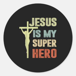 Adesivo Redondo Toddler Jesus É Meu Super Herói Cristão Deus Filho