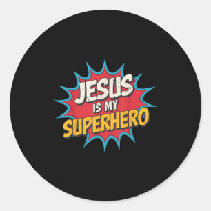 Adesivo Redondo Toddler Jesus É Meu Super Herói Cristão Deus Filho