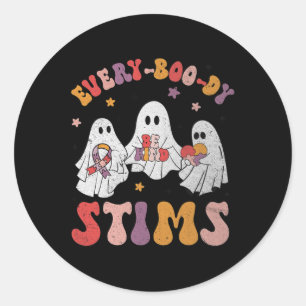 Adesivo Redondo Todo-Boo-Dia Stims Funny Autism Ghost Halloween Sp