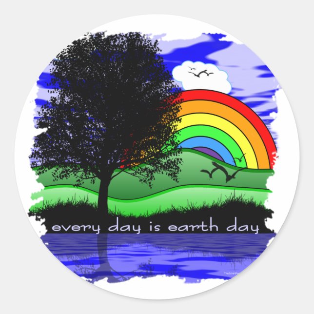 Adesivo Redondo Todo Dia é Dia da Terra (Frente)