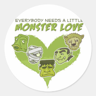 Adesivo Redondo Todo mundo precisa de um pouco de amor monstro