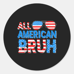 Adesivo Redondo Todo o American Bruh 4 de julho Boys Patriotic Ind
