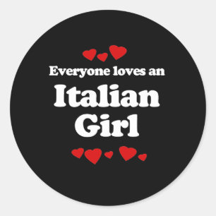 Adesivo Redondo Todos ama um t-shirt italiano da menina