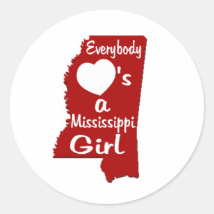 Adesivo Redondo Todos ama uma menina de Mississippi
