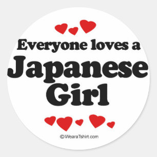 Adesivo Redondo Todos ama uma menina japonesa